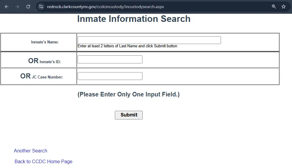Las Vegas Jail Inmate Search