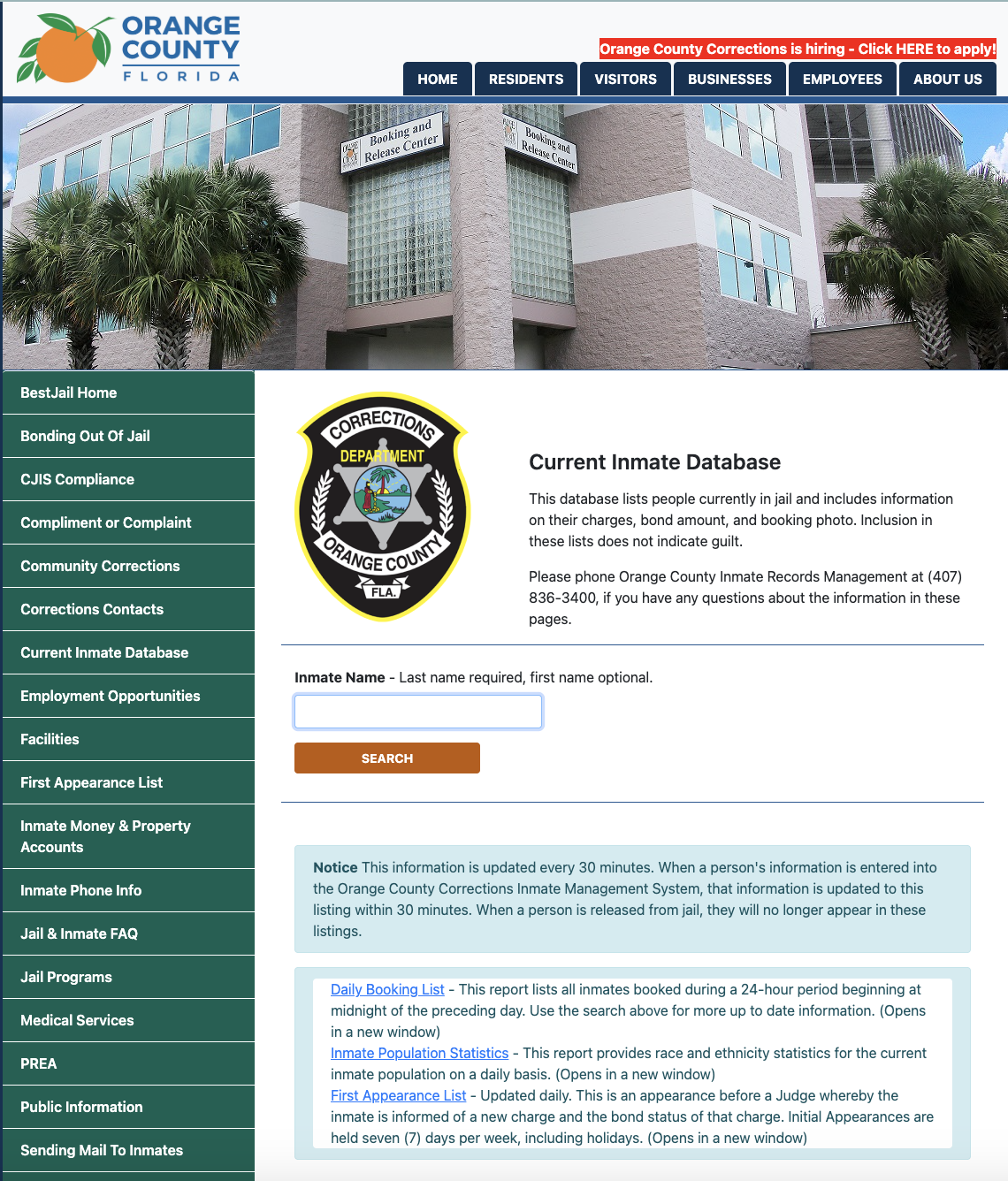 Orange County Jail Inmate Search