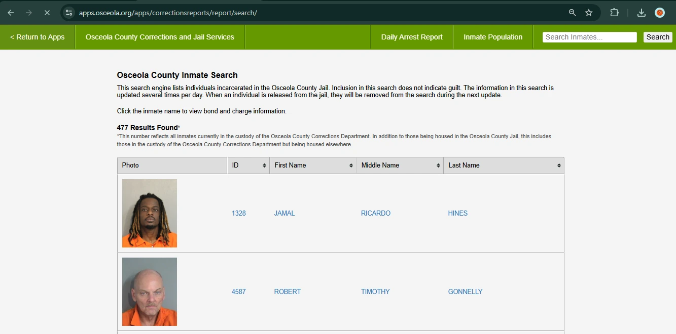 Osceola County Jail Inmate Search